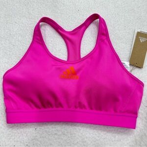 adidas Hot Pink Racerback Sports Bra with Orange Logo